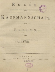 Rolle der Kaufmannschaft von Elbing pro 1832/33