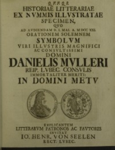 Q.F.F.Q.S. historiae litterariae ex nummis illustratae specimen, quo ad audiendam...