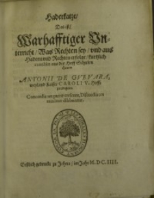 Haderkatze, das ist, warhafftiger Unterricht, was Rechten sey, und aus Hadern und Rechten erfolge...