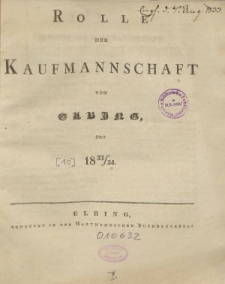 Rolle der Kaufmannschaft von Elbing pro 1833/34