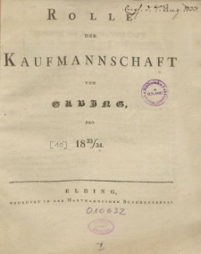 Rolle der Kaufmannschaft von Elbing pro 1833/34