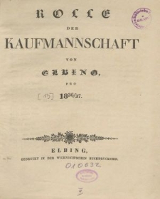 Rolle der Kaufmannschaft von Elbing pro 1836/37