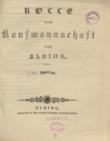 Rolle der Kaufmannschaft von Elbing pro 1837/38