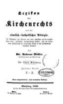 Lexikon des Kirchenrechts und der römisch-katholischen Liturgie. Bd. 5 - T-Z