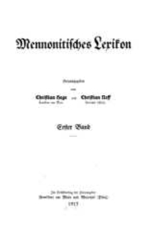 Mennonitisches Lexikon. Bd. 1