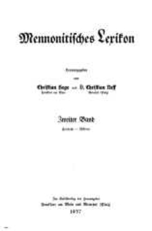 Mennonitisches Lexikon. Bd. 2