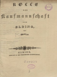 Rolle der Kaufmannschaft von Elbing pro 1841/42