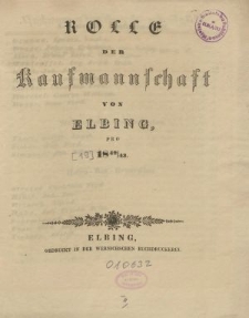 Rolle der Kaufmannschaft von Elbing pro 1842/43