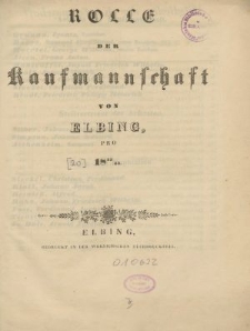 Rolle der Kaufmannschaft von Elbing pro 1843/44