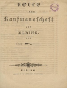 Rolle der Kaufmannschaft von Elbing pro 1844/45