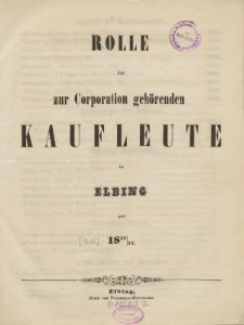 Rolle der Kaufmannschaft von Elbing pro 1853/54