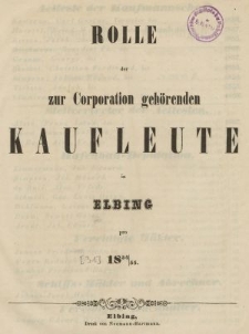 Rolle der Kaufmannschaft von Elbing pro 1855/56