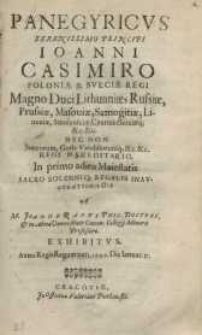 Panegyricus [...] Ioanni Casimiro Poloniae & Sveciae Regi ...