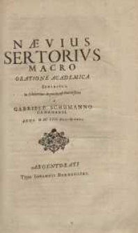 Naevius Sertorius Macro oratione academica exhibitus ...