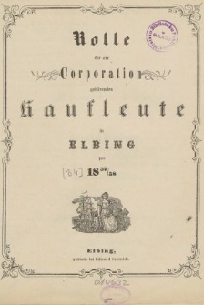 Rolle der Kaufmannschaft von Elbing pro 1857/58