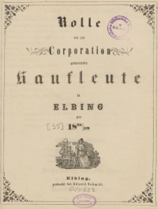 Rolle der Kaufmannschaft von Elbing pro 1858/59