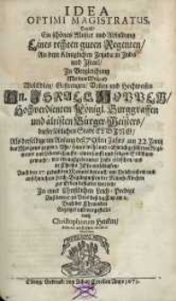 Idea optima magistratus, das ist ein schönes Muster und Abbildung eines rechten guten Regenten […] Israel Hoppen