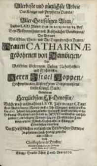 Allerbeste und nützliche Arbeit des Königs und Propheten Davids […] Frauen Catharinae gebohrnen von Dambitzen…