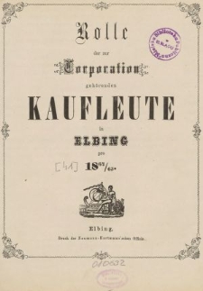 Rolle der Kaufmannschaft von Elbing pro 1864/65