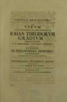 Epistola gratulatoria ad virum ... Johan. Theodorum Gradium ...