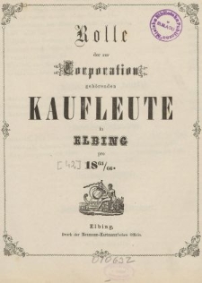 Rolle der Kaufmannschaft von Elbing pro 1865/66