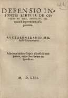 Defensio insontis libelli De officio pii viri, adversus iniquum et importunum castigatorem