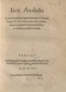 Iuris Analecta In tit. De uerborum significatione, libro V Decretal. Grego. IX…