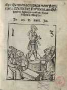 Eyn Sermon geprediget vom Pawren zu Werdt, bey Nürmberg, am Sontag vor Fassnacht, von dem freyen willen des Menschen