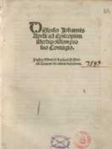 Defensio Johannis Apelli ad episcopum Herbipolensem pro suo coningio