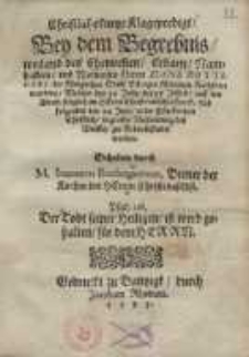 Christliche kurtze Klagepredigt: Bey dem Begrebnis weiland des Ehrenvesten [...] Herrn Hans Bottigers