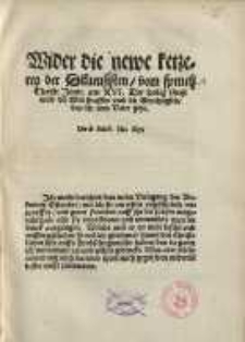Wider die newe ketzerey der Dikaeusisten: vom Spruch Christi Joan. am XVI. Der heilige Geist wird die Welt straffen ...