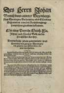 Des Herrn Johan Brentij unnd anderer Wirtenbergischen Theologen, Declaration uber Osianders Disputation von der Rechtfertigung
