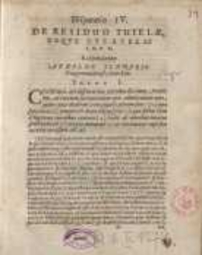 Disputatio IV. De residuo tutelae deque curatelae iure ...