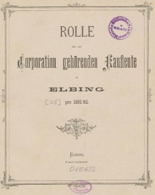 Rolle der Kaufmannschaft von Elbing pro 1881/82