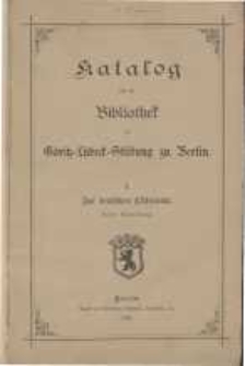 Katalog für die Bibliothek der Göritz-Lübeck-Stiftung zu Berlin