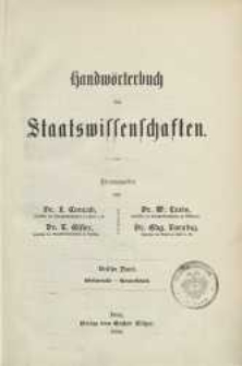 Handw&ouml;rterbuch der Staatswissenschaften. Bd. 3: Edelmetalle-Gewerkschaft