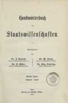Handwörterbuch der Staatswissenschaften. Bd. 5: Nachdruck-Statik