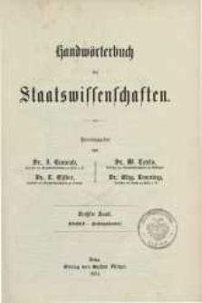 Handw&ouml;rterbuch der Staatswissenschaften. Bd. 6: Statistik-Zwischenhandel