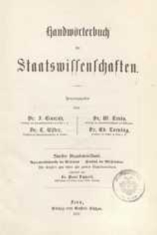 Handwörterbuch der Staatswissenschaften. Supplementband.
