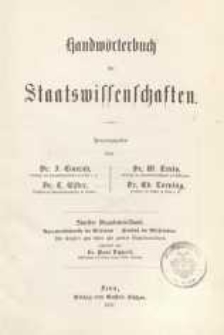 Handw&ouml;rterbuch der Staatswissenschaften. Supplementband.