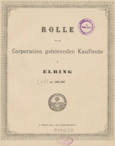 Rolle der Kaufmannschaft von Elbing pro 1886/87