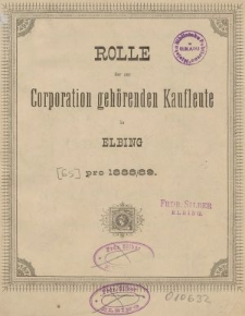 Rolle der Kaufmannschaft von Elbing pro 1888/89