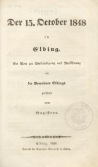 Der 15. October 1848 in Elbing