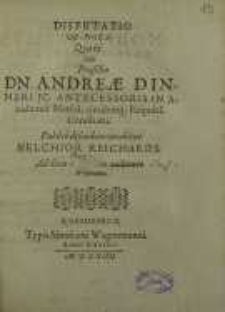 Disputatio de mora, quam sub praesidio Dn. Andreae Dinneri ...