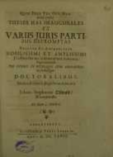 Quod deus ... theses has inaugurales ex variis juris partibus depromptas ...