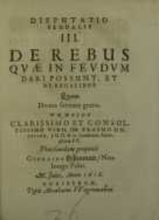 Disputatio feudalis ... III, IV...