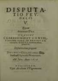Disputatio feudalis …. V