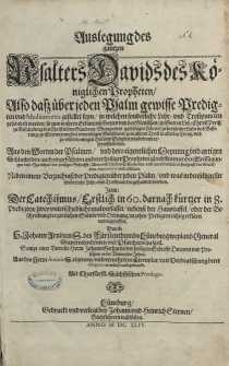 Auslegung des gantzen Psalters Davids des Königlichen Propheten... [1, 2]