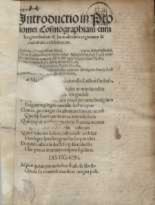 Introductio in Ptolomei Cosmographiam : cum longitudinibus et latitudinibus regionum et ciuitatum celebriorum