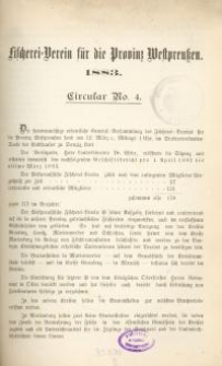 Fischerei=Verein für die Provinz Westpreussen 1883